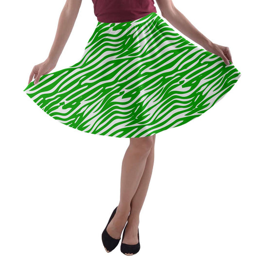 A-line Skater Skirt Green Wave - Luxtrini, LLC