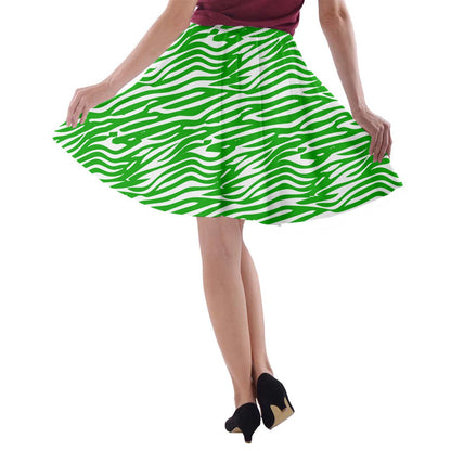 A-line Skater Skirt Green Wave - Luxtrini, LLC