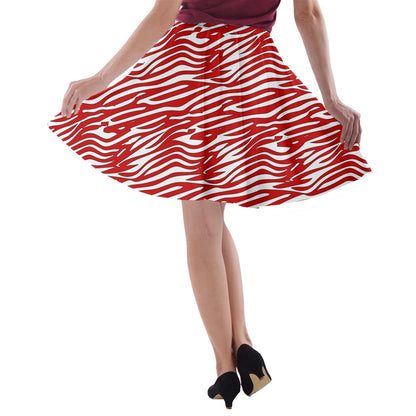 A-line Skater Skirt Red Stripes - Luxtrini, LLC