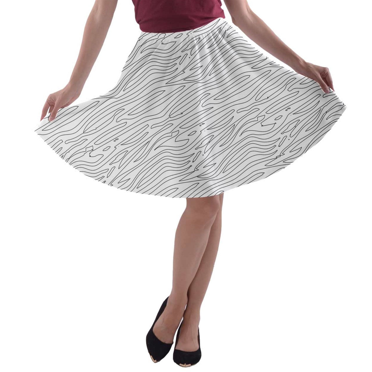 A-line Skater Skirt White Stripes - Luxtrini, LLC