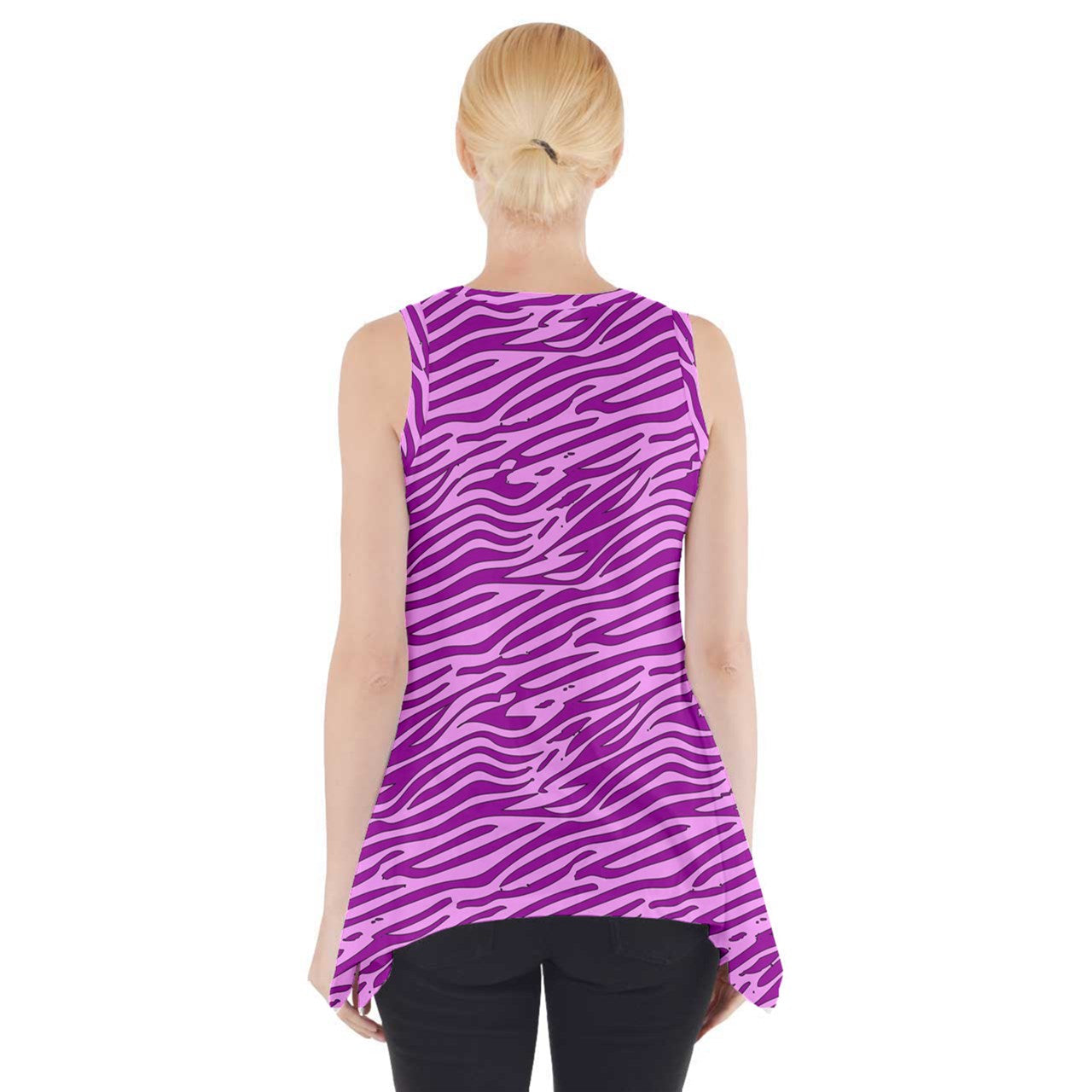 Side Drop Tank Tunic Pink and Purple Stripes - Luxtrini, LLC