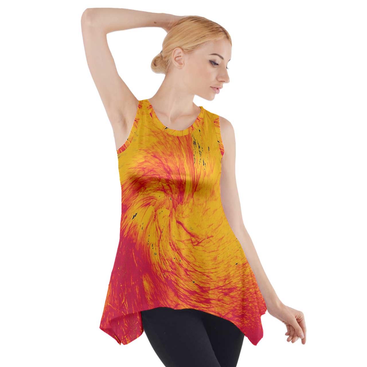 Side Drop Tank Tunic Pele's Fire - Luxtrini, LLC