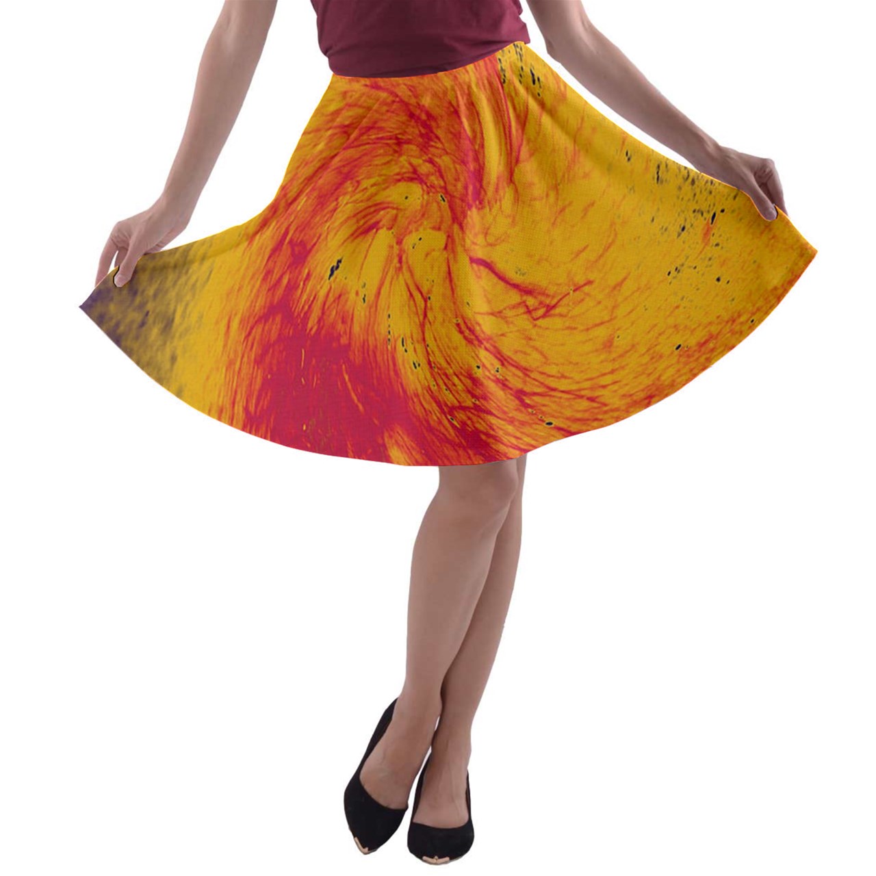 A-line Skater Skirt Pele's Fire - Luxtrini, LLC