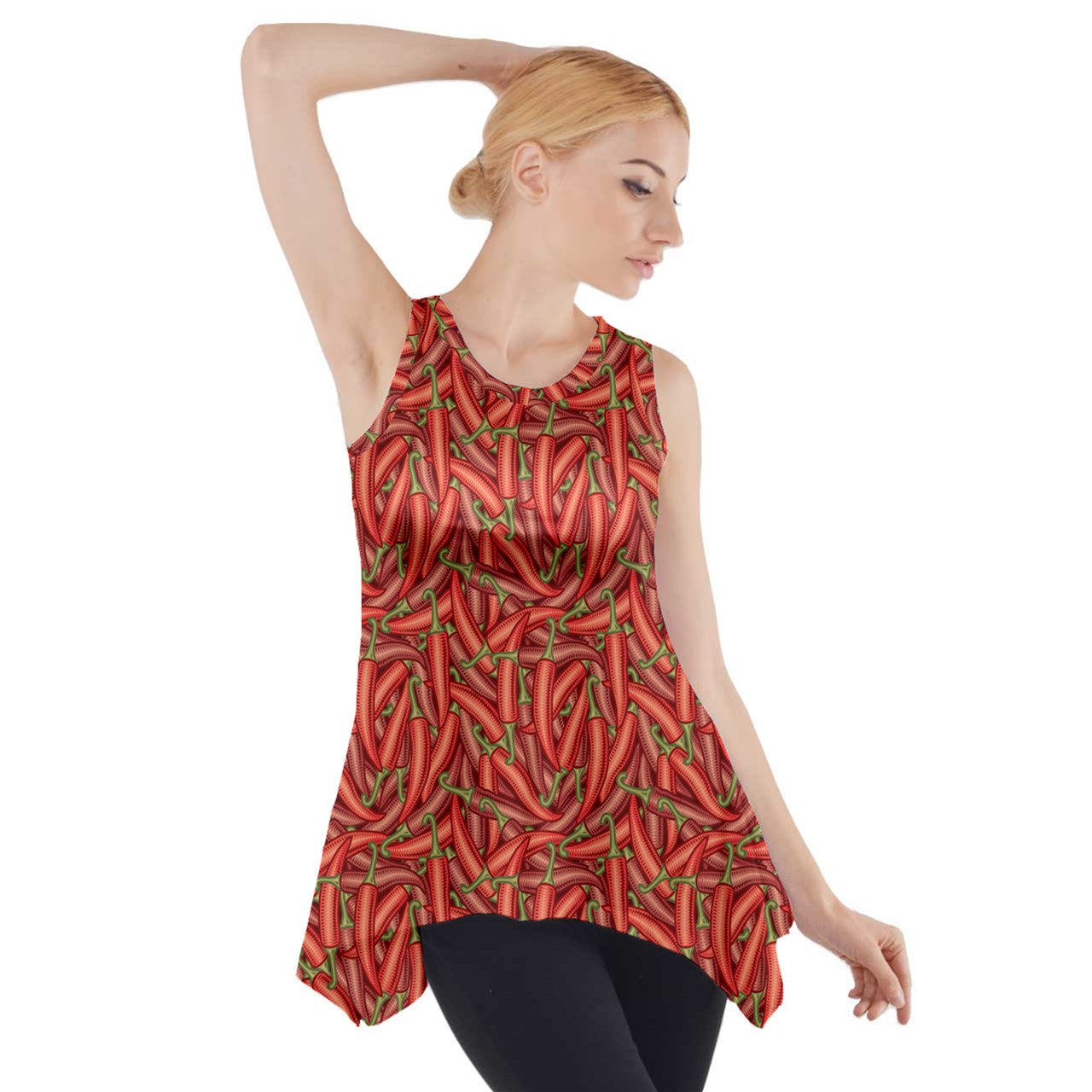 Side Drop Tank Tunic Chili Pepper - Luxtrini, LLC