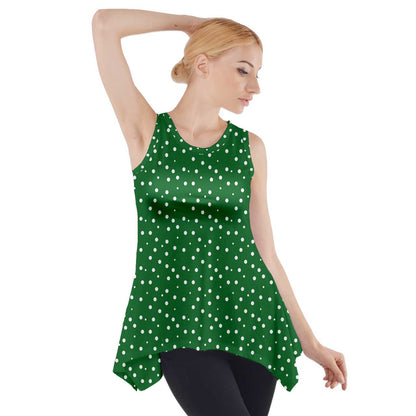 Side Drop Tank Tunic Green Dots - Luxtrini, LLC