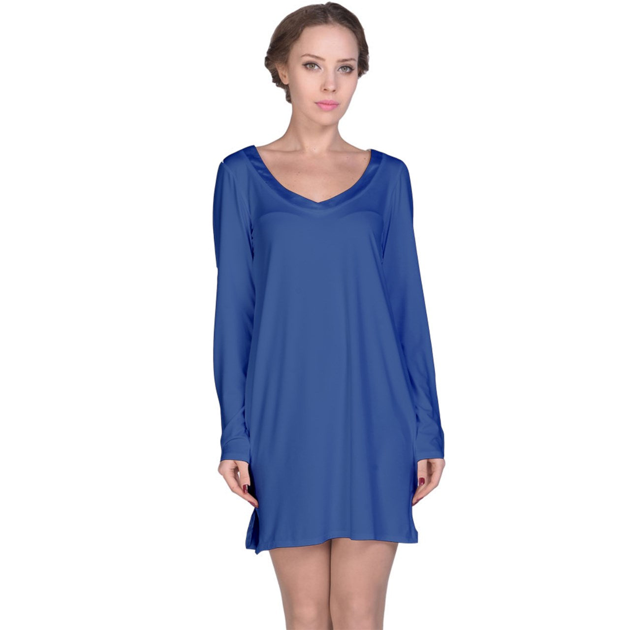 Long Sleeve Nightdress Classic Blue - Luxtrini, LLC