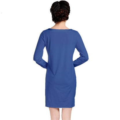 Long Sleeve Nightdress Classic Blue - Luxtrini, LLC