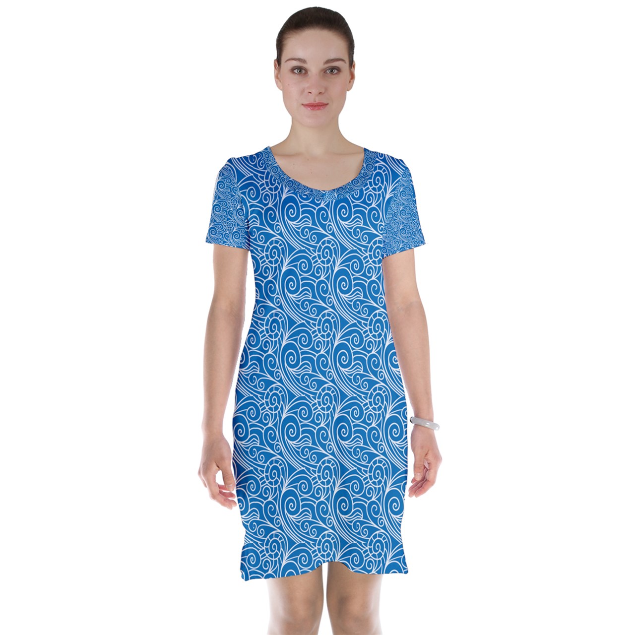 Short Sleeve Nightdress Blue Wind - Luxtrini, LLC