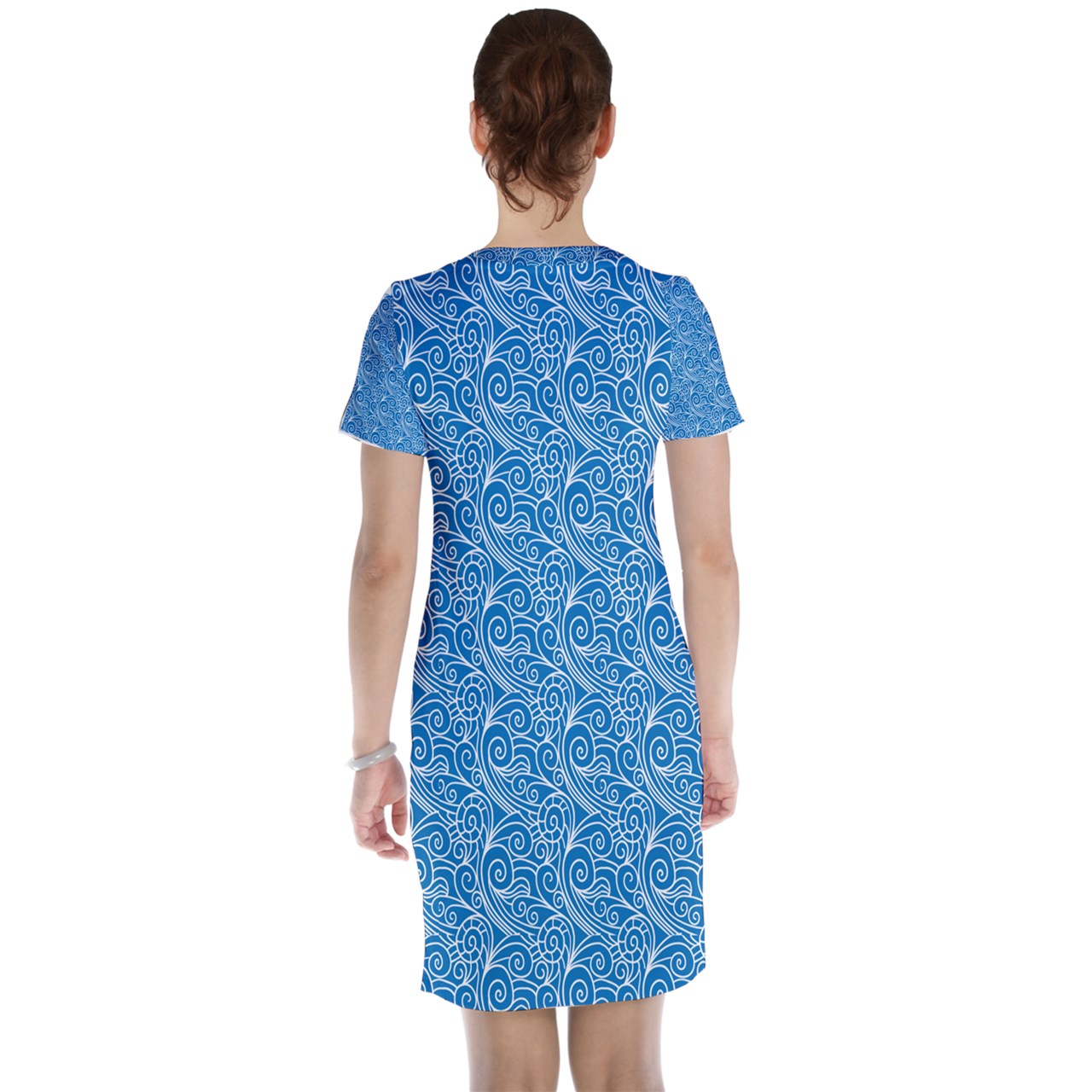 Short Sleeve Nightdress Blue Wind - Luxtrini, LLC