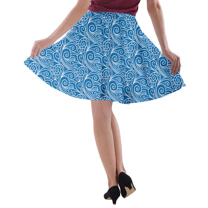 A-line Skater Skirt Blue Wind - Luxtrini, LLC