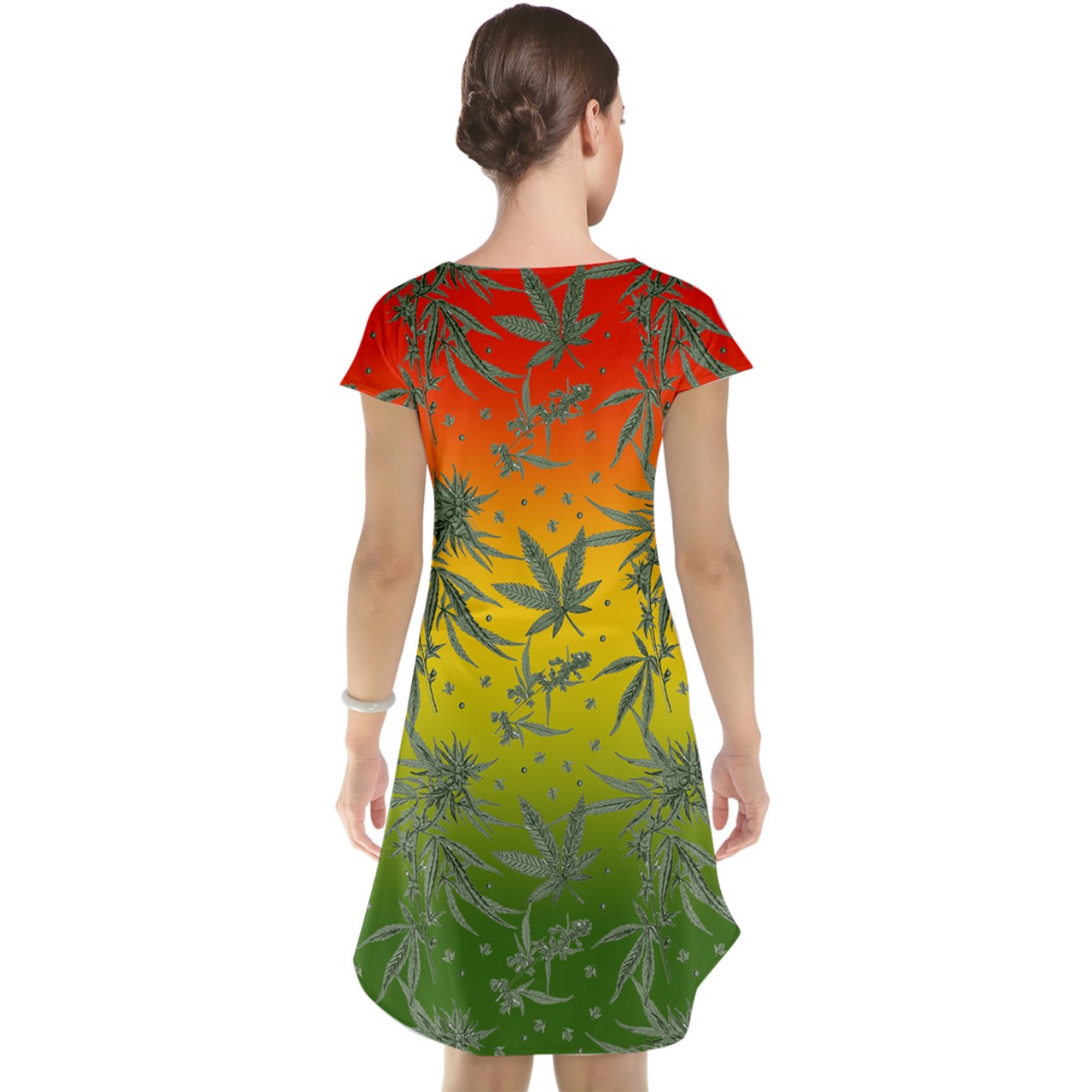 Marijuana Cap Sleeve Nightdress - Luxtrini, LLC