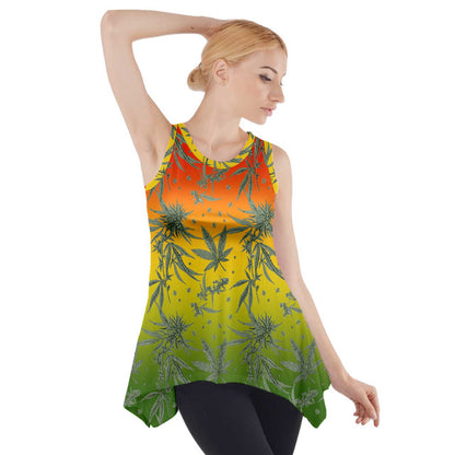 Marijuana Side Drop Tank Tunic - Luxtrini, LLC