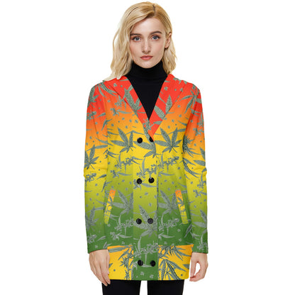 Marijuana Button Up Hooded Coat - Luxtrini, LLC