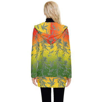 Marijuana Button Up Hooded Coat - Luxtrini, LLC