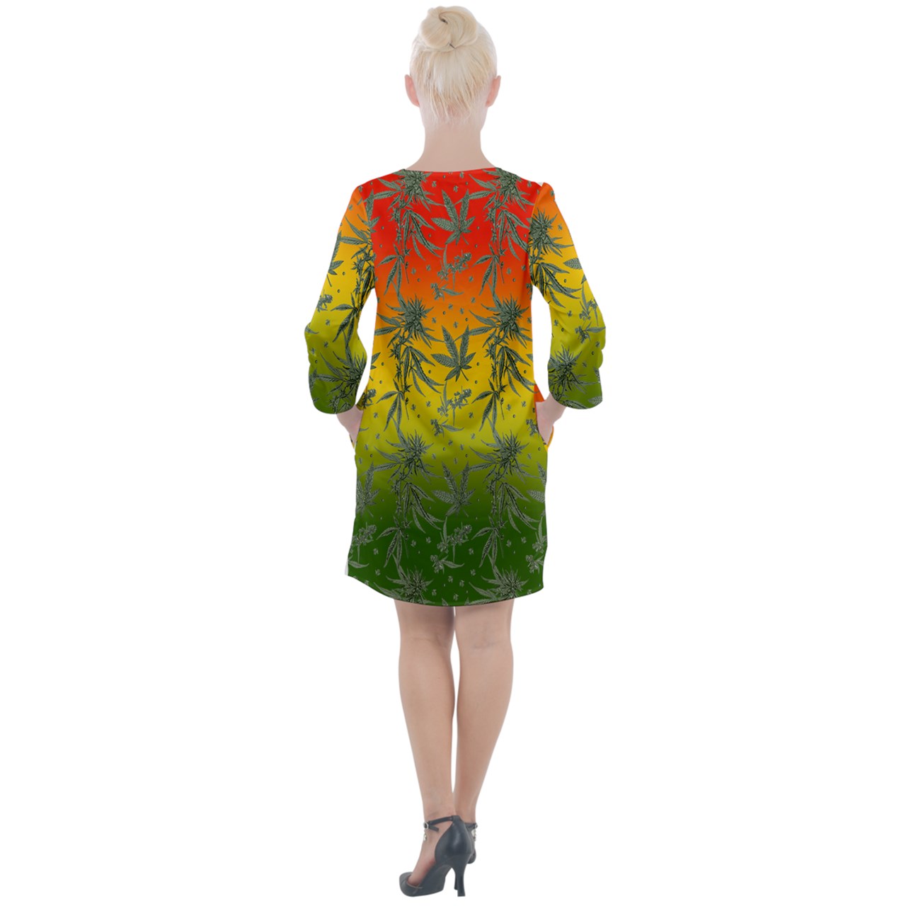 Marijuana Open Neck Shift Dress - Luxtrini, LLC