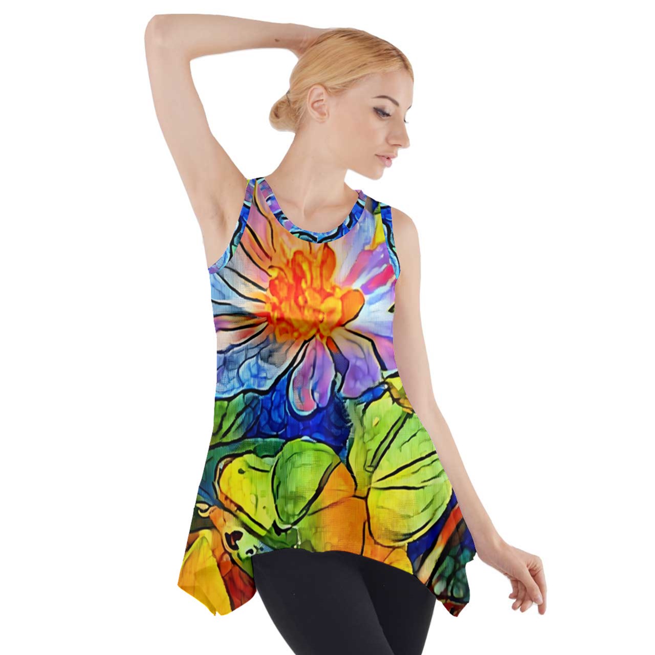 Petunia Side Drop Tank Tunic - Luxtrini, LLC