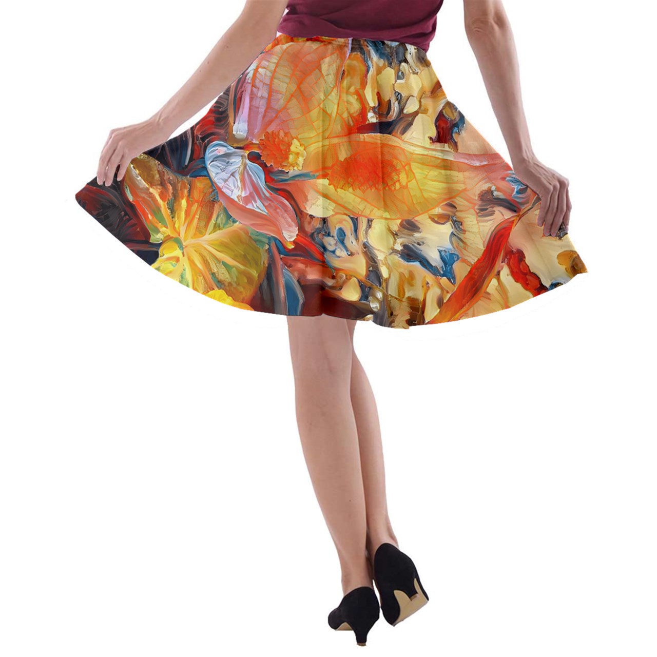 Peace Lily A-line Skater Skirt - Luxtrini, LLC