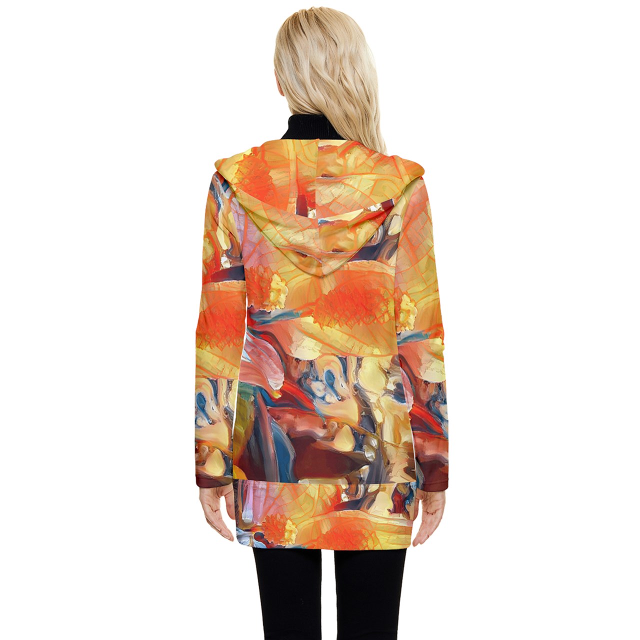 Peace Lily Button Up Hooded Coat - Luxtrini, LLC