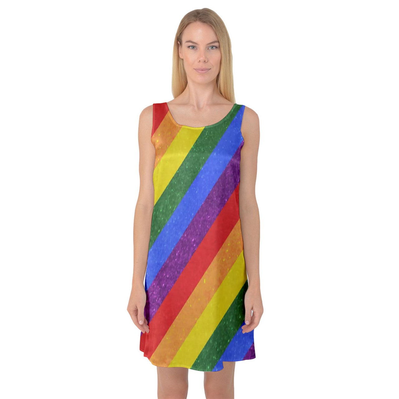 Rainbow Pride Sleeveless Satin Nightdress - Luxtrini, LLC