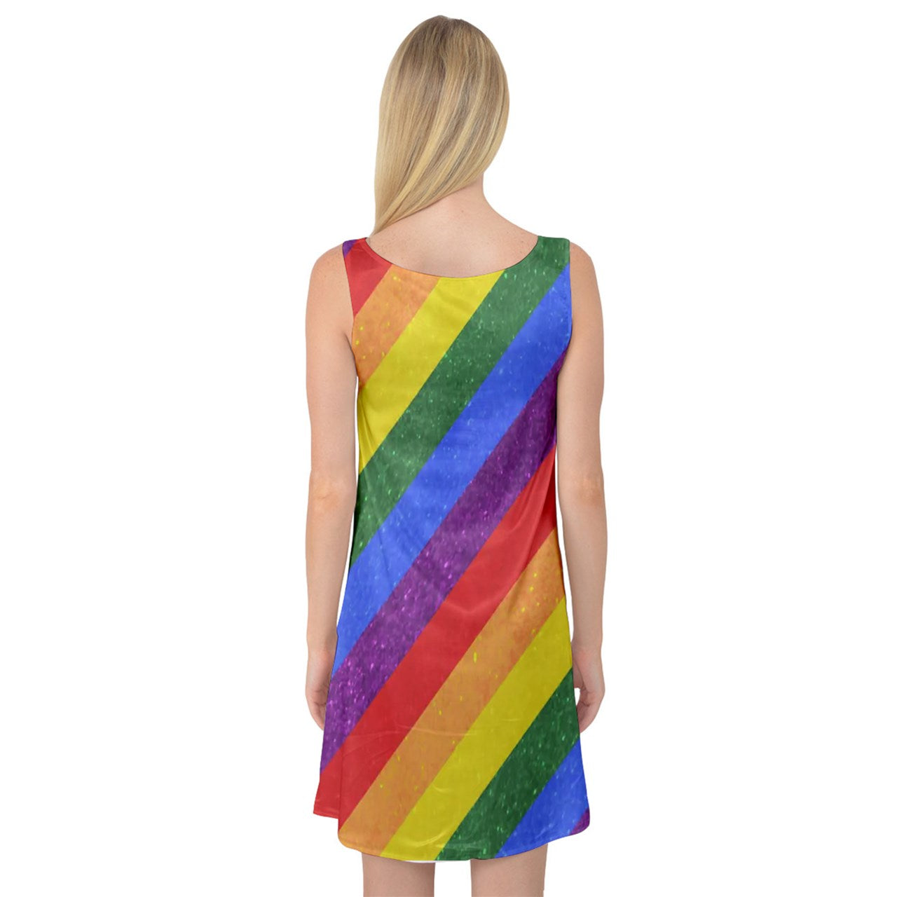 Rainbow Pride Sleeveless Satin Nightdress - Luxtrini, LLC