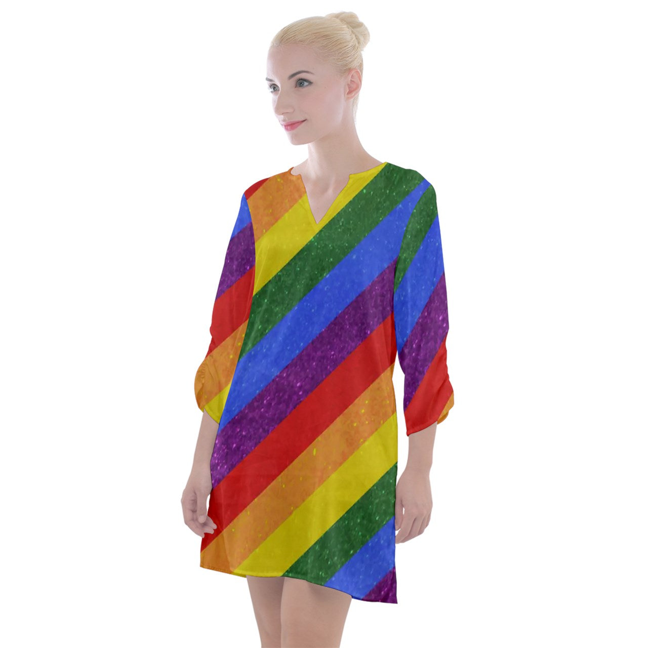 Rainbow Pride Open Neck Shift Dress - Luxtrini, LLC