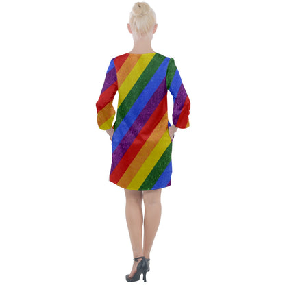 Rainbow Pride Open Neck Shift Dress - Luxtrini, LLC