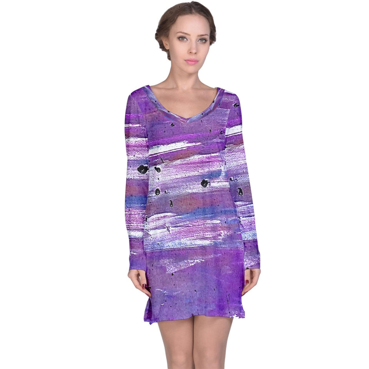 Purple Long Sleeve Nightdress - Luxtrini, LLC