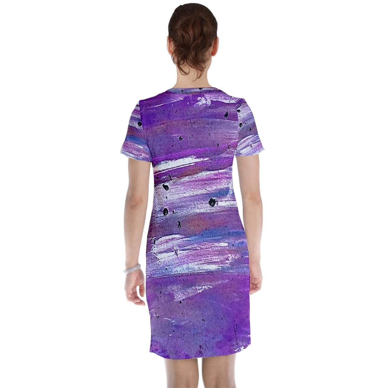 Purple Short Sleeve Nightdress - Luxtrini, LLC