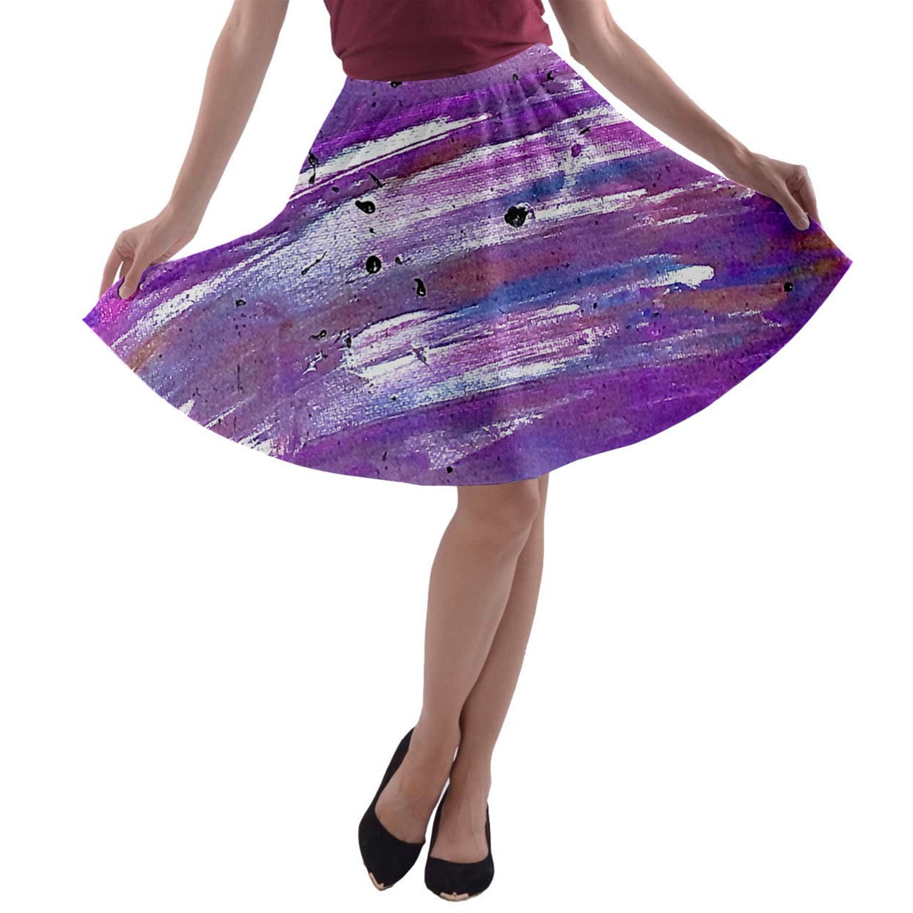 Purple A-line Skater Skirt - Luxtrini, LLC