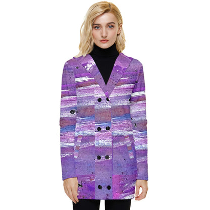 Purple Button Up Hooded Coat - Luxtrini, LLC