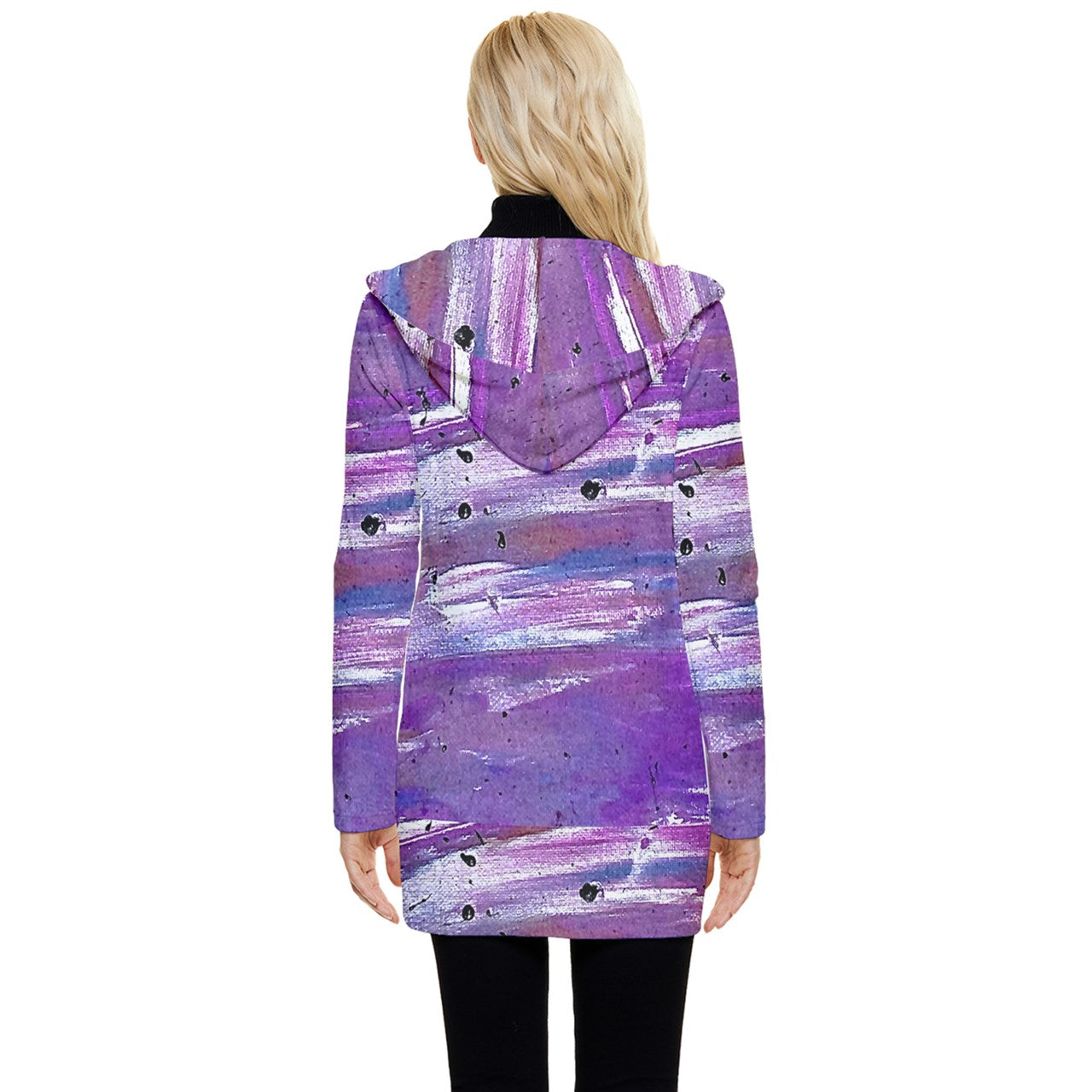 Purple Button Up Hooded Coat - Luxtrini, LLC