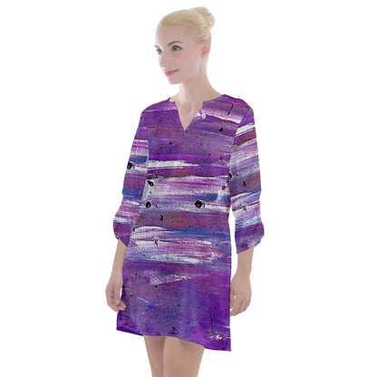 Purple Open Neck Shift Dress - Luxtrini, LLC