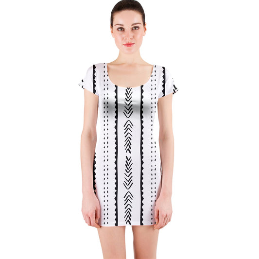 African | Ethnic | Mudcloth | #20 Short Sleeve Bodycon Dress