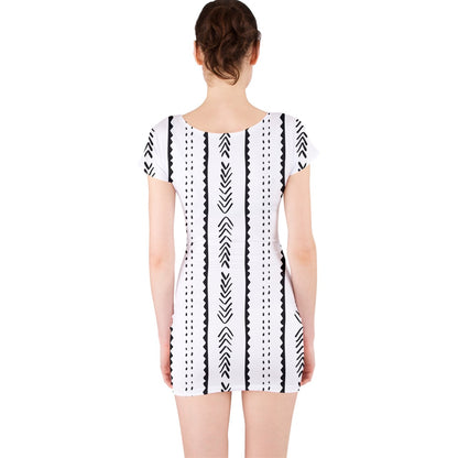 African | Ethnic | Mudcloth | #20 Short Sleeve Bodycon Dress