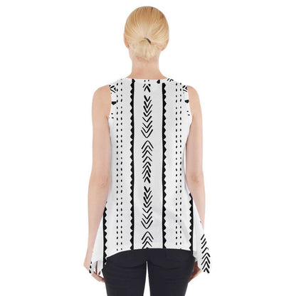 African Mudcloth #20 Side Drop Tank Tunic - Luxtrini, LLC