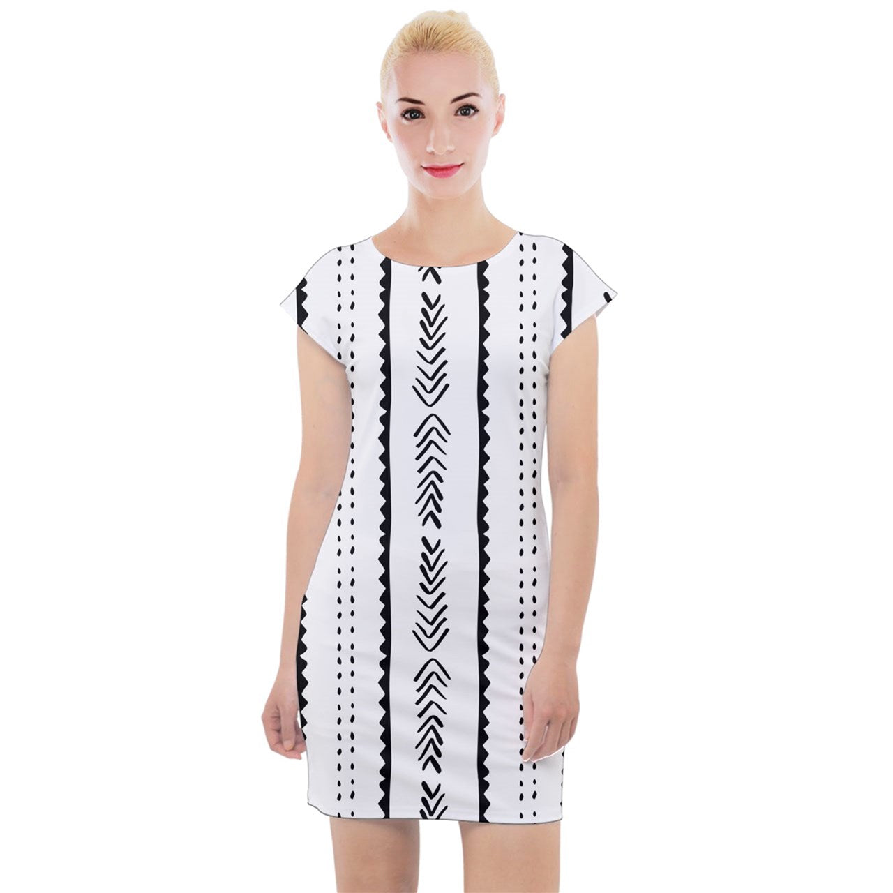 African | Ethnic | Mudcloth | #20 Cap Sleeve Bodycon Dress