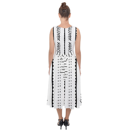 African | Ethnic | Mudcloth | #20 Midi Tie-Back Chiffon Dress