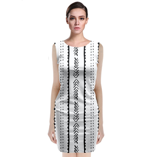 African | Ethnic | Mudcloth | #20 Classic Sleeveless Midi Dress