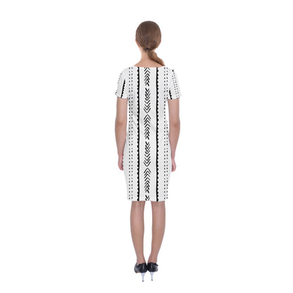 African | Ethnic | Mudcloth | #20 Classic Short Sleeve Midi Dress