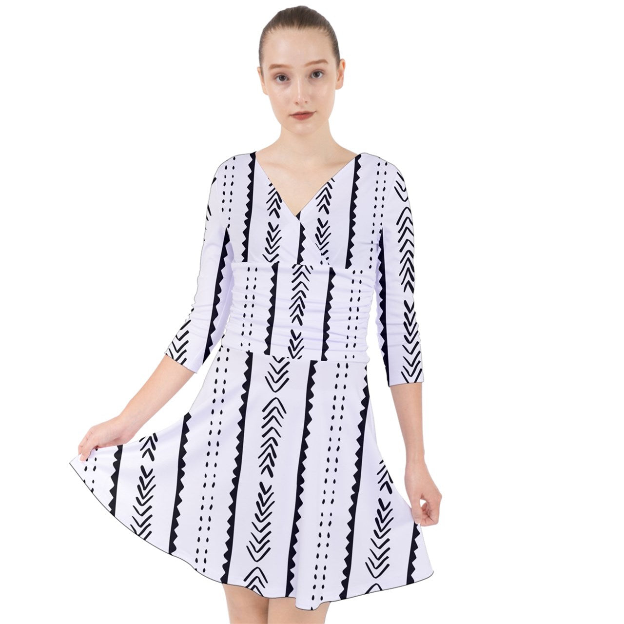 African | Ethnic | Mudcloth | #20 Quarter Sleeve Front Wrap Dress