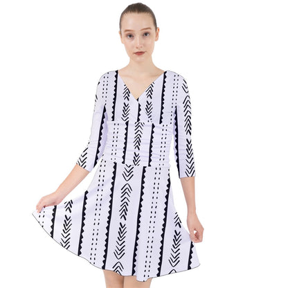 African | Ethnic | Mudcloth | #20 Quarter Sleeve Front Wrap Dress