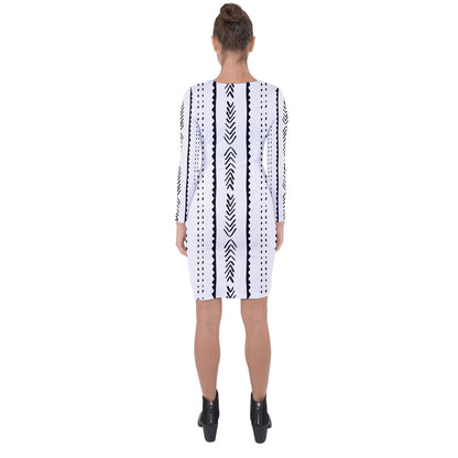 African | Ethnic | Mudcloth | #20 Asymmetric Cut-Out Shift Dress