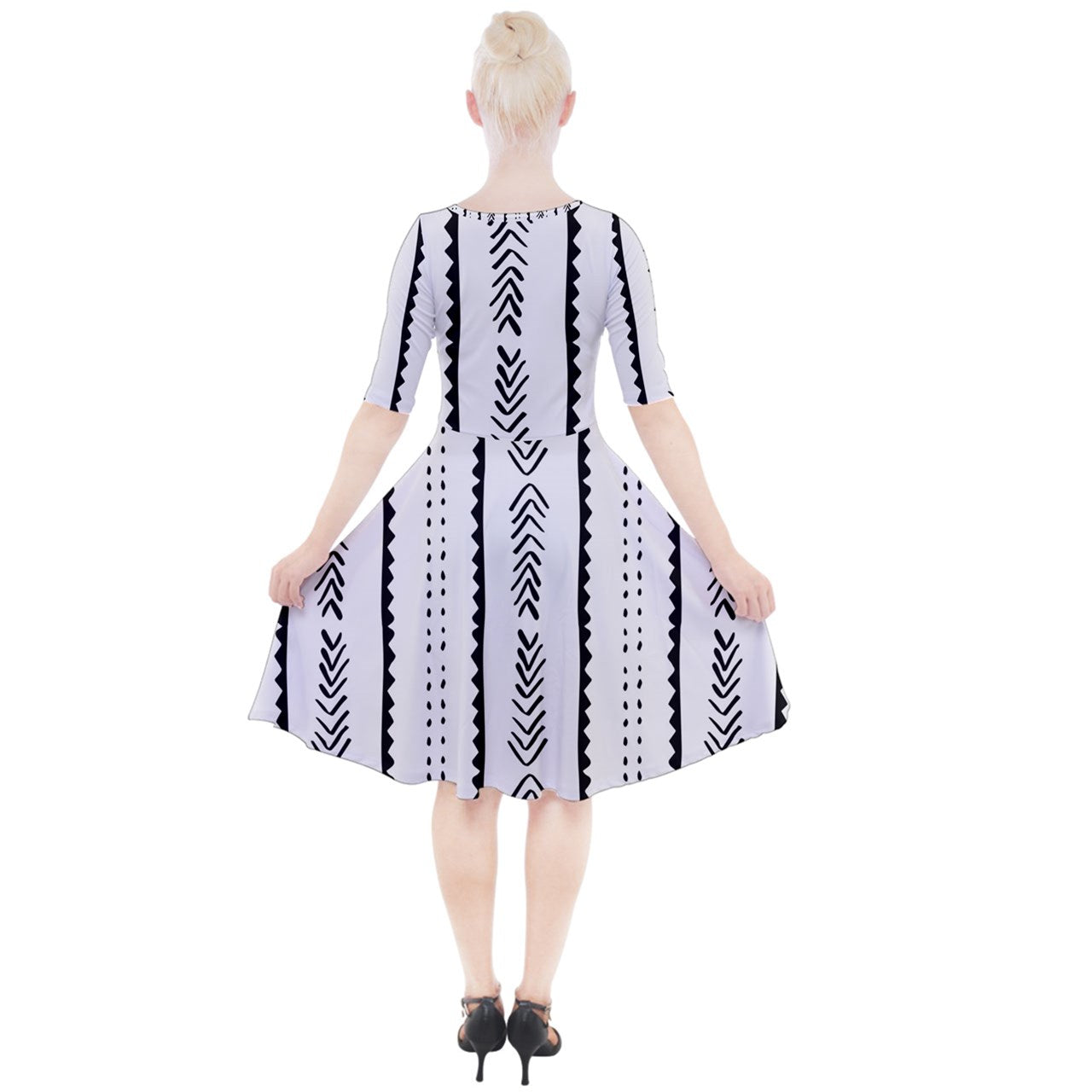 African | Ethnic | Mudcloth | #20 Quarter Sleeve A-Line Dress