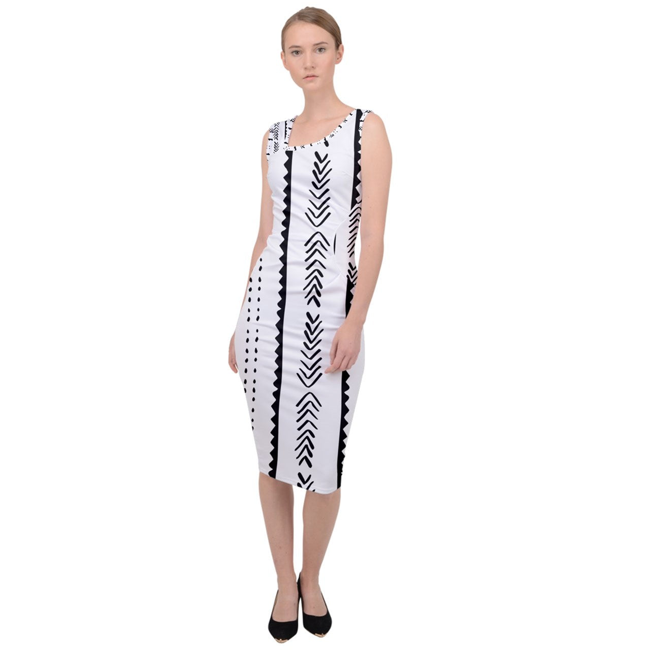 African | Ethnic | Mudcloth | #20 Sleeveless Pencil Dress