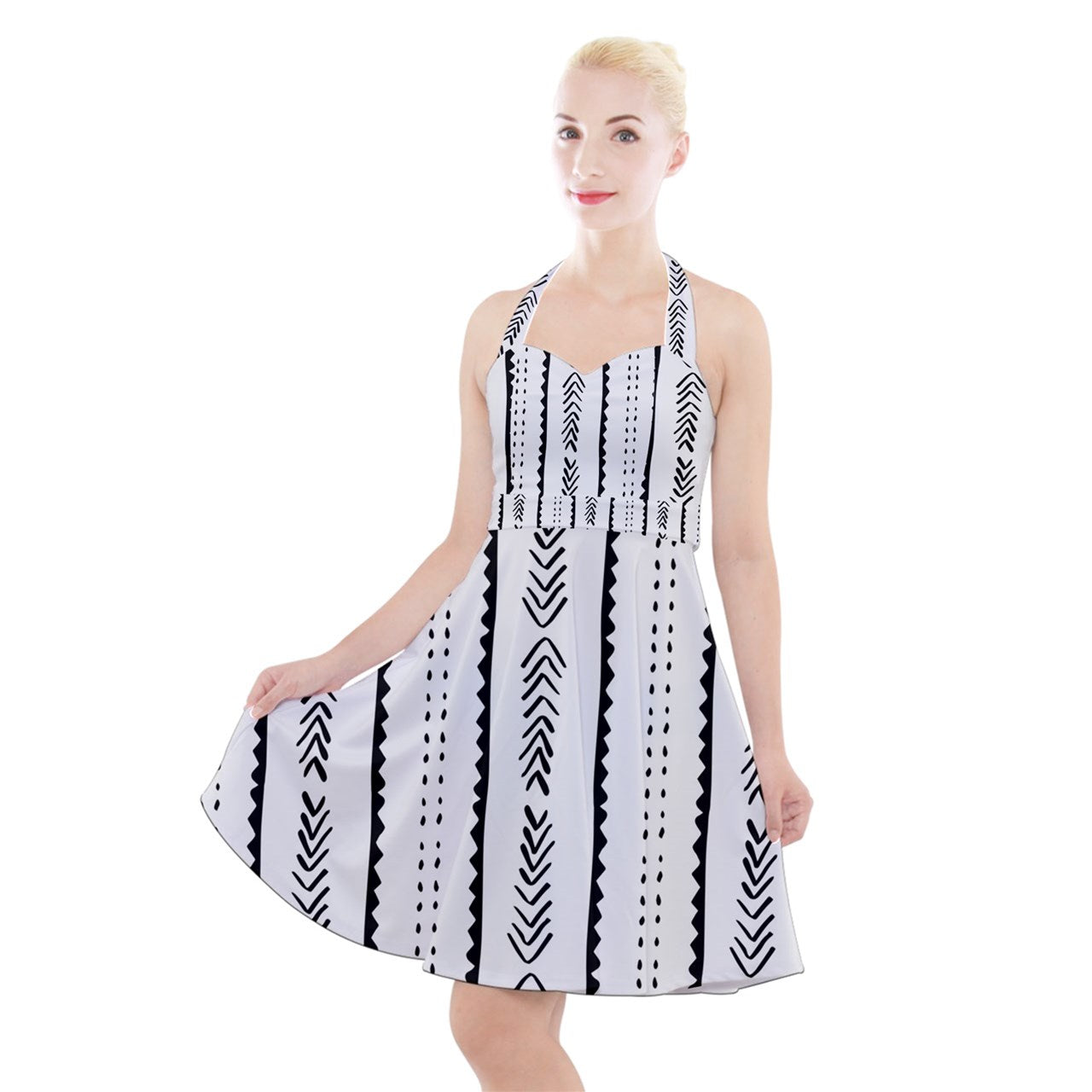 African | Ethnic | Mudcloth | #20 Halter Party Swing Dress