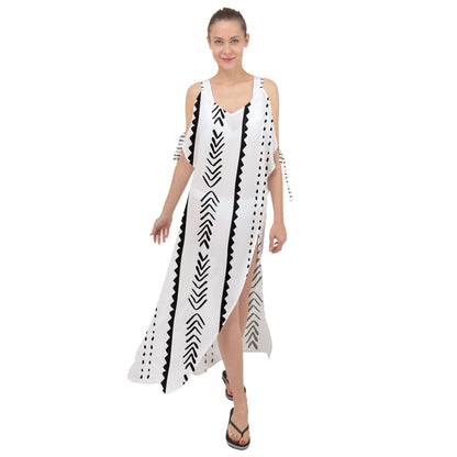 African | Ethnic | Mudcloth | #20 Maxi Chiffon Cover Up Dress