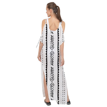 African | Ethnic | Mudcloth | #20 Maxi Chiffon Cover Up Dress