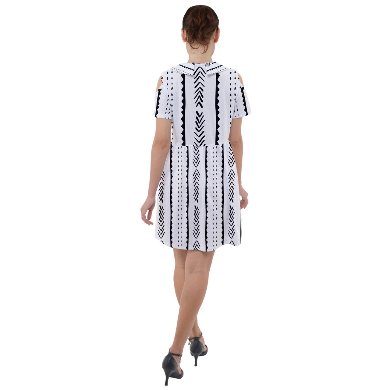 African | Ethnic | Mudcloth | #20 Short Sleeve Shoulder Cut Out Dress