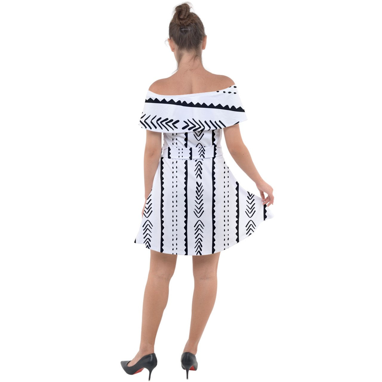 African | Ethnic | Mudcloth | #20 Off Shoulder Velour Dress