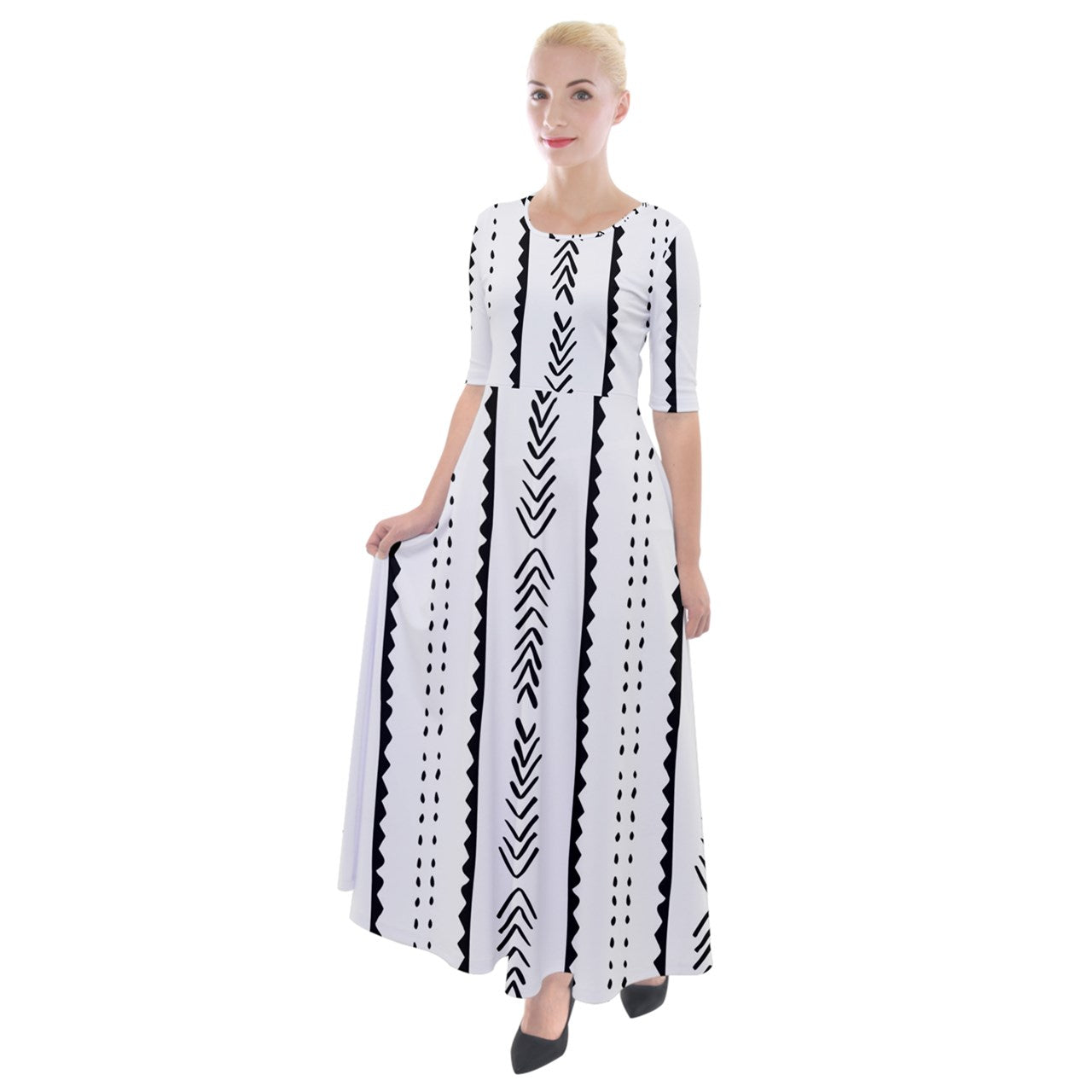 African | Ethnic | Mudcloth | #20 Half Sleeves Maxi Dress